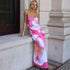 Sexy Party Maxi Dress For Women Summer Fashion Print Sleeveless Backless Bodycon Casual Club Elegant Strap Dress